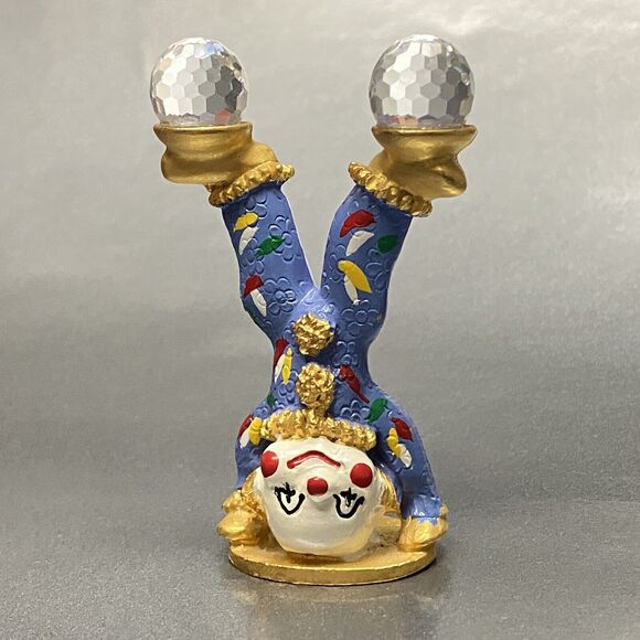 Spoontiques Vintage Pewter Hand-Stand Clown Gold Plated Enamel Swarovski Crystal - Picture 1 of 7